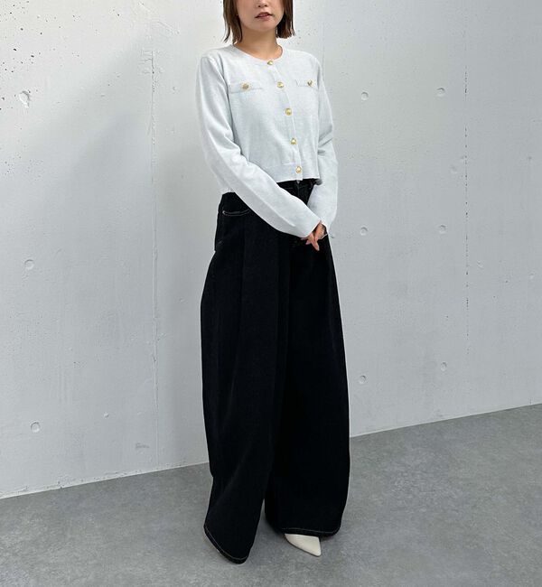 archives「ベロアライク金ボタンニットカーディガン」|カーディガン|