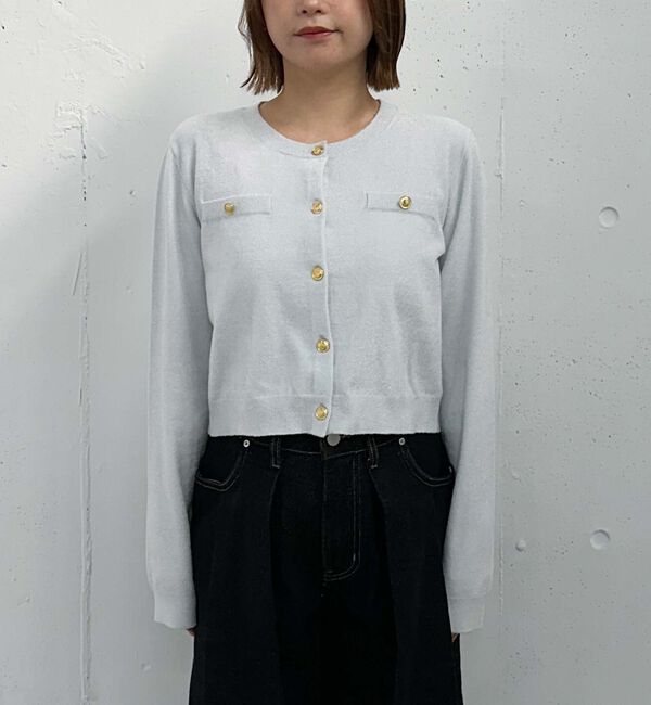archives「ベロアライク金ボタンニットカーディガン」|カーディガン|