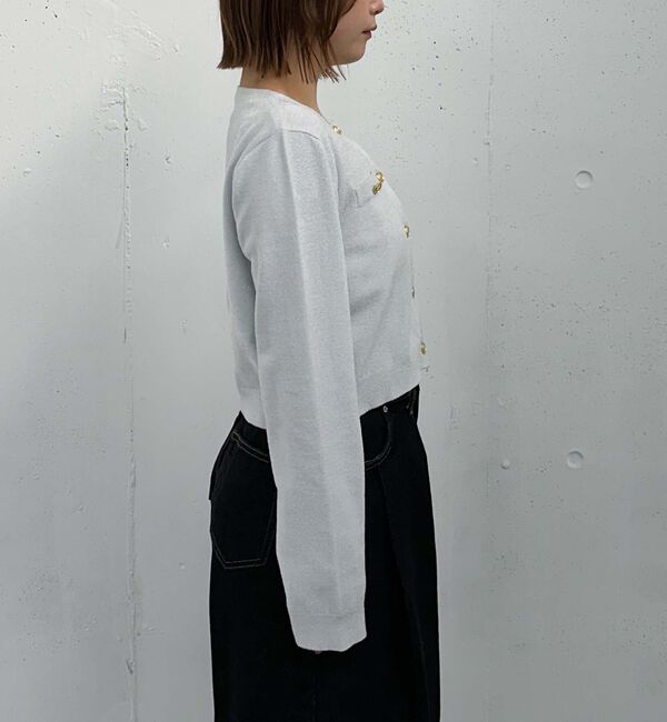 archives「ベロアライク金ボタンニットカーディガン」|カーディガン|