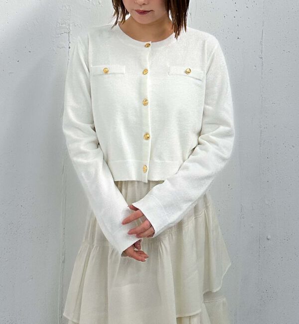 archives「ベロアライク金ボタンニットカーディガン」|カーディガン|