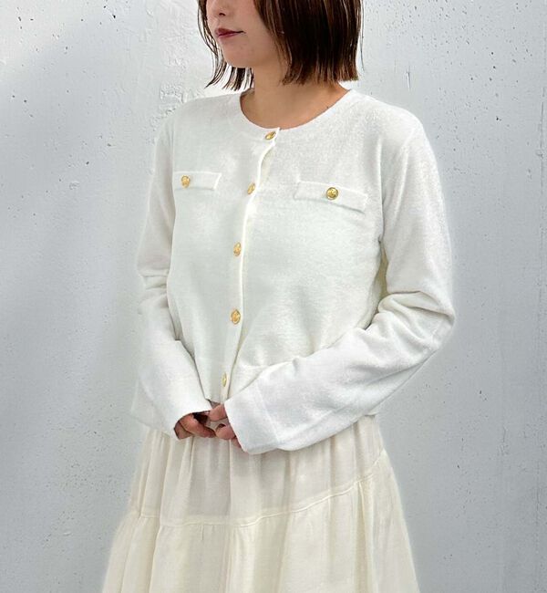 archives「ベロアライク金ボタンニットカーディガン」|カーディガン|