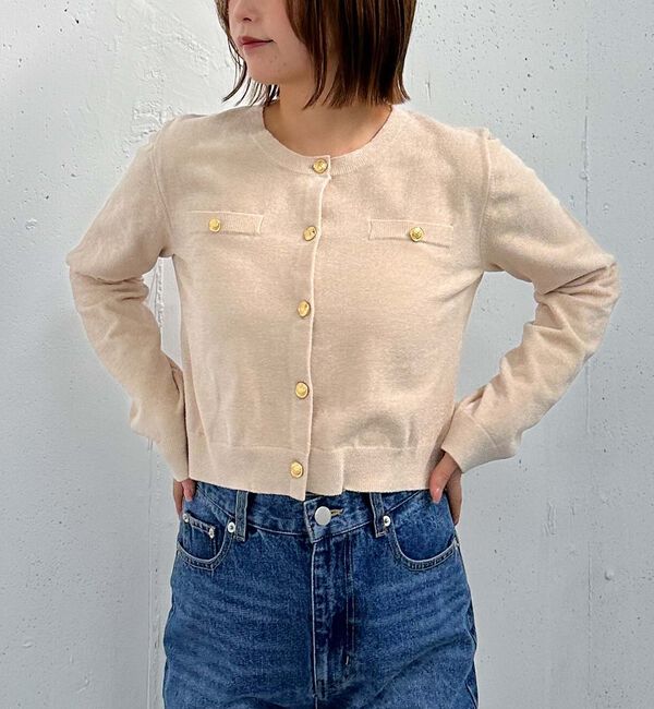 archives「ベロアライク金ボタンニットカーディガン」|カーディガン|BEIGE