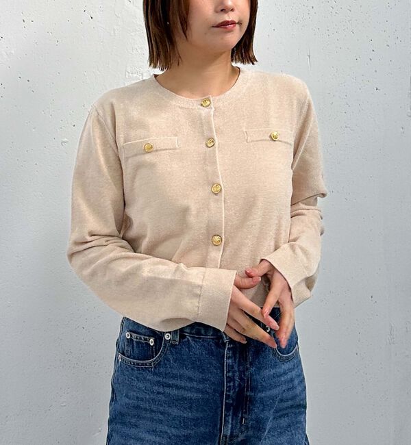 archives「ベロアライク金ボタンニットカーディガン」|カーディガン|