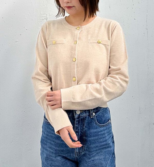 archives「ベロアライク金ボタンニットカーディガン」|カーディガン|