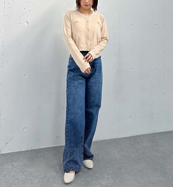 archives「ベロアライク金ボタンニットカーディガン」|カーディガン|