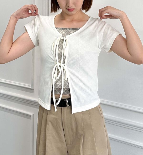 archives「Ｆリボンカットカーディガン&times;チェックキャミＳＥＴ」|カーディガン|