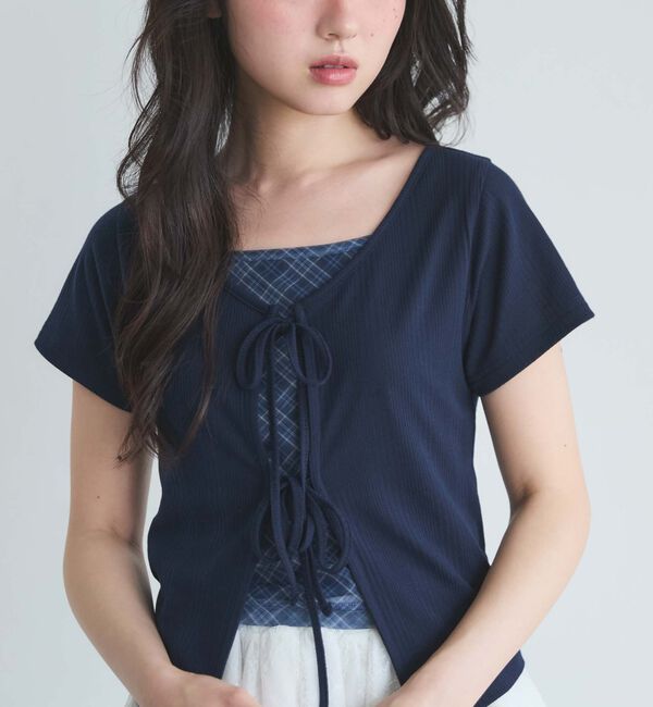 archives「Ｆリボンカットカーディガン&times;チェックキャミＳＥＴ」|カーディガン|