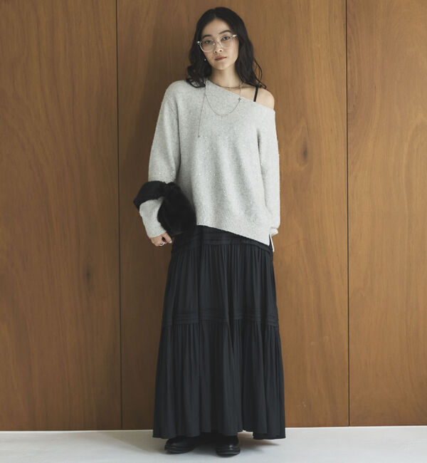 Doux archives「スパンコールボートネックニット」|ニット・セーター|