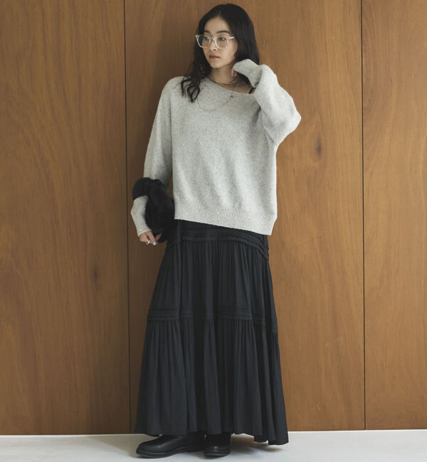 Doux archives「スパンコールボートネックニット」|ニット・セーター|