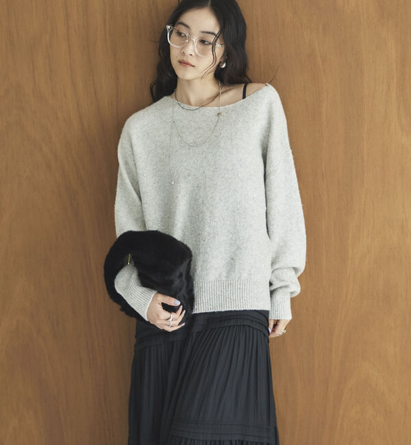 Doux archives「スパンコールボートネックニット」|ニット・セーター|