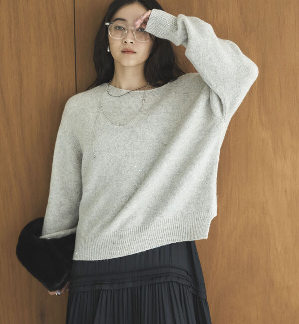 Doux archives「スパンコールボートネックニット」|ニット・セーター|