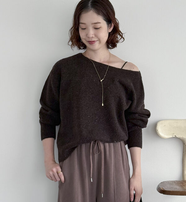 Doux archives「スパンコールボートネックニット」|ニット・セーター|