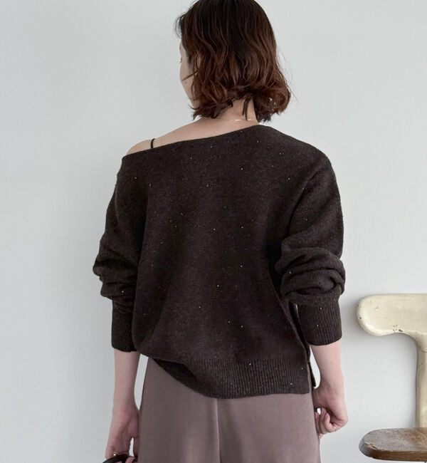 Doux archives「スパンコールボートネックニット」|ニット・セーター|