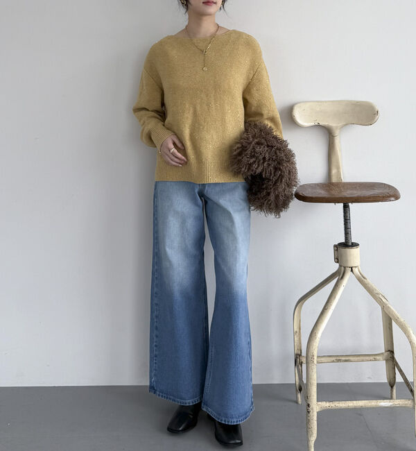 Doux archives「スパンコールボートネックニット」|ニット・セーター|