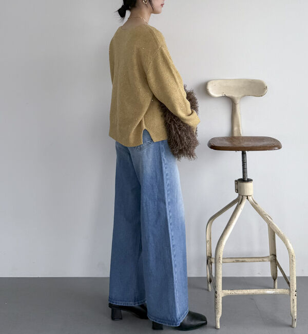 Doux archives「スパンコールボートネックニット」|ニット・セーター|