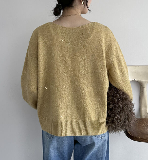 Doux archives「スパンコールボートネックニット」|ニット・セーター|