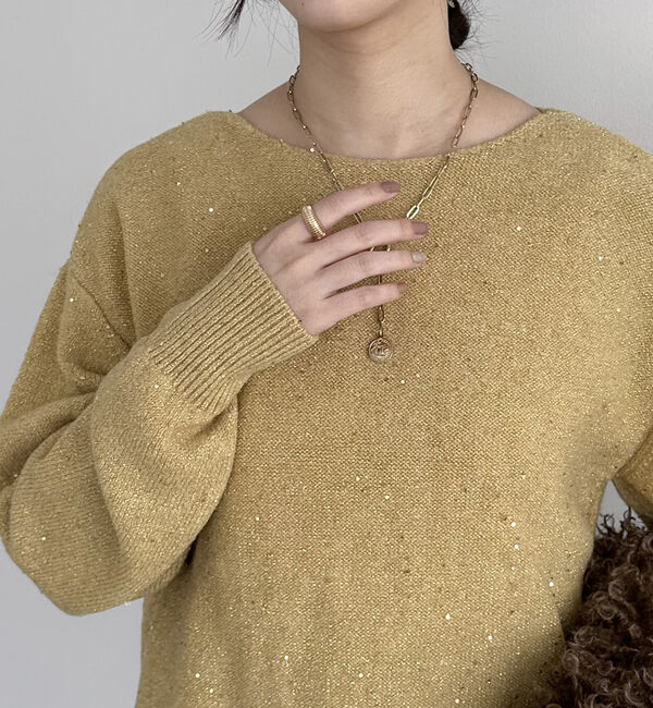 Doux archives「スパンコールボートネックニット」|ニット・セーター|