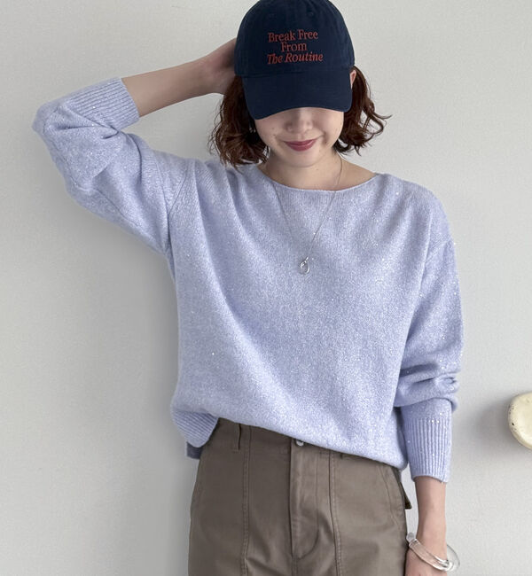 Doux archives「スパンコールボートネックニット」|ニット・セーター|LAVENDER