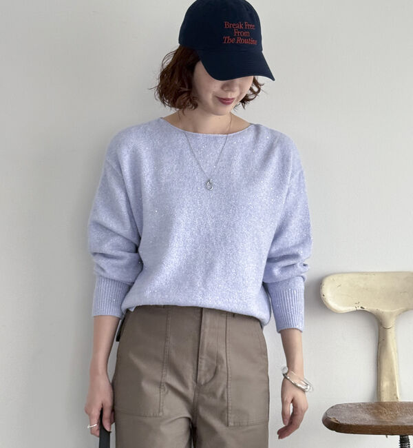 Doux archives「スパンコールボートネックニット」|ニット・セーター|