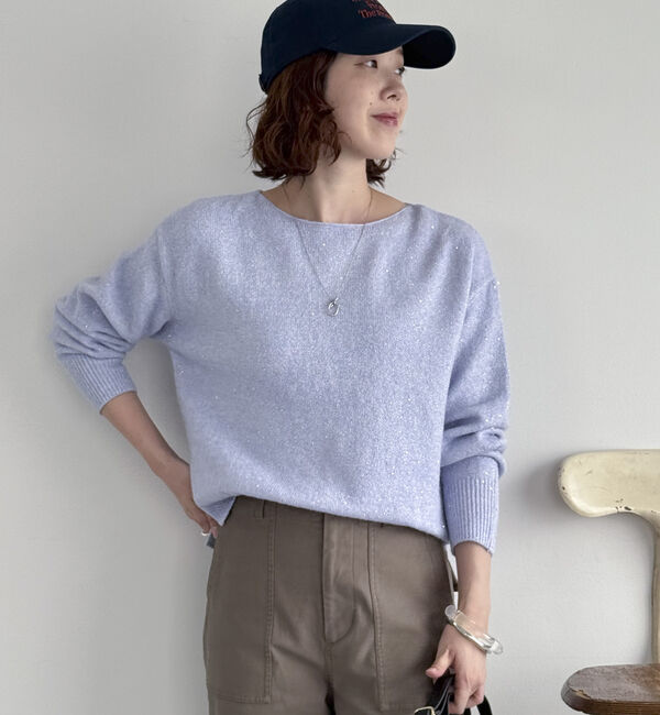 Doux archives「スパンコールボートネックニット」|ニット・セーター|
