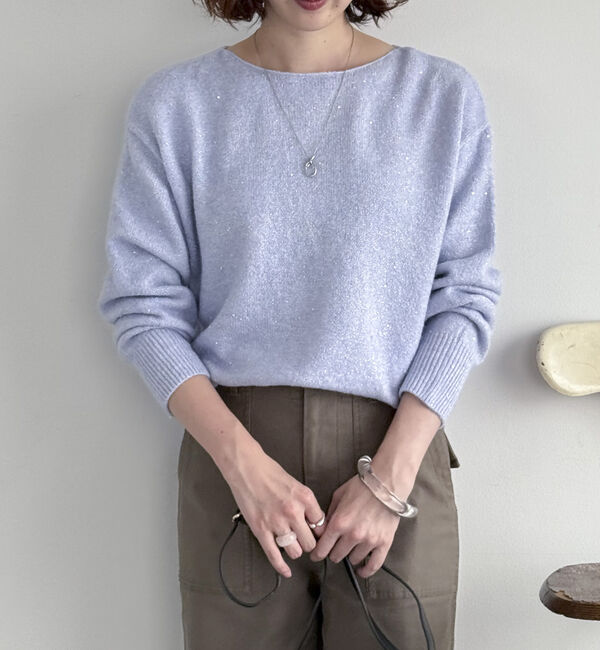 Doux archives「スパンコールボートネックニット」|ニット・セーター|