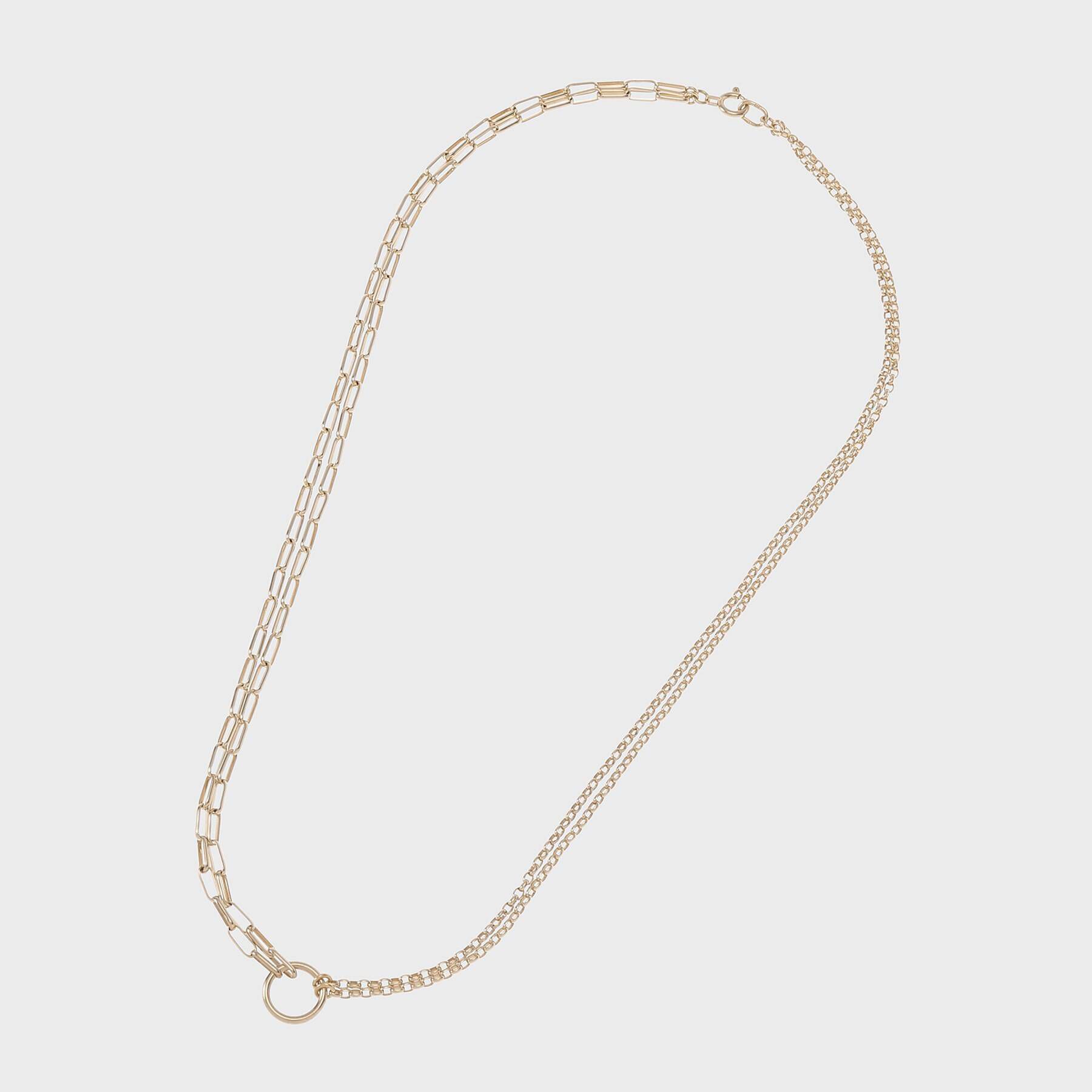 COCOSHNIK「K10ロングアズキ アシンメトリーチェーン ネックレス」|ネックレス|