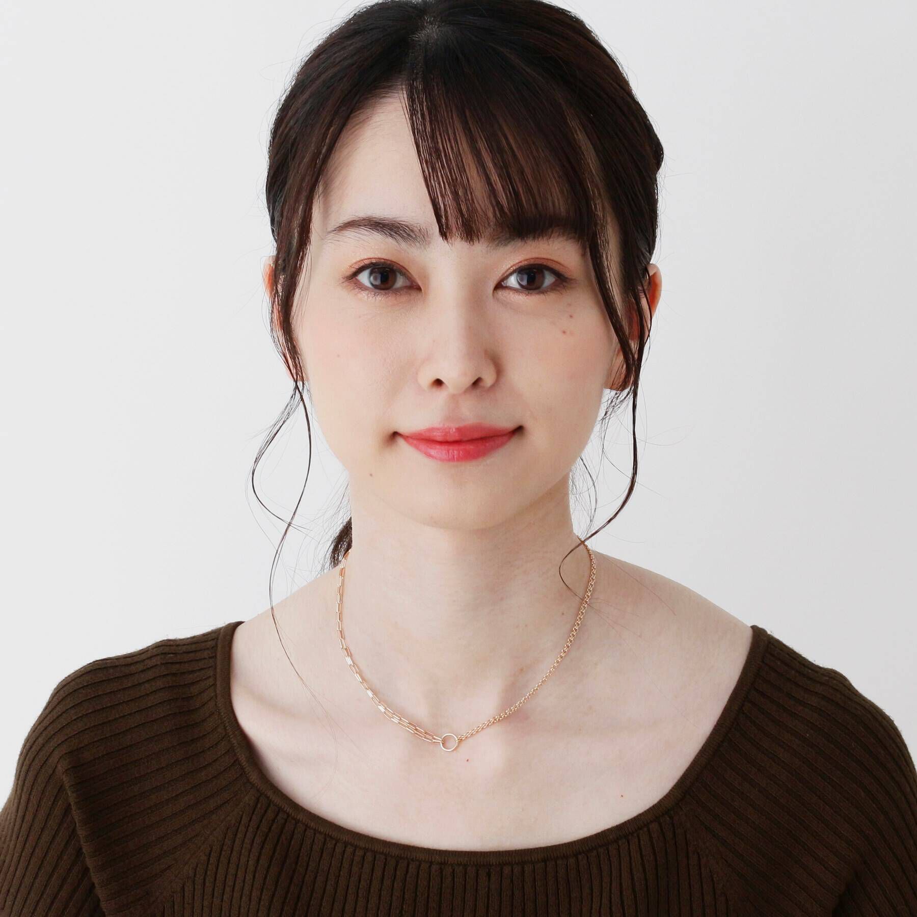 COCOSHNIK「K10ロングアズキ アシンメトリーチェーン ネックレス」|ネックレス|