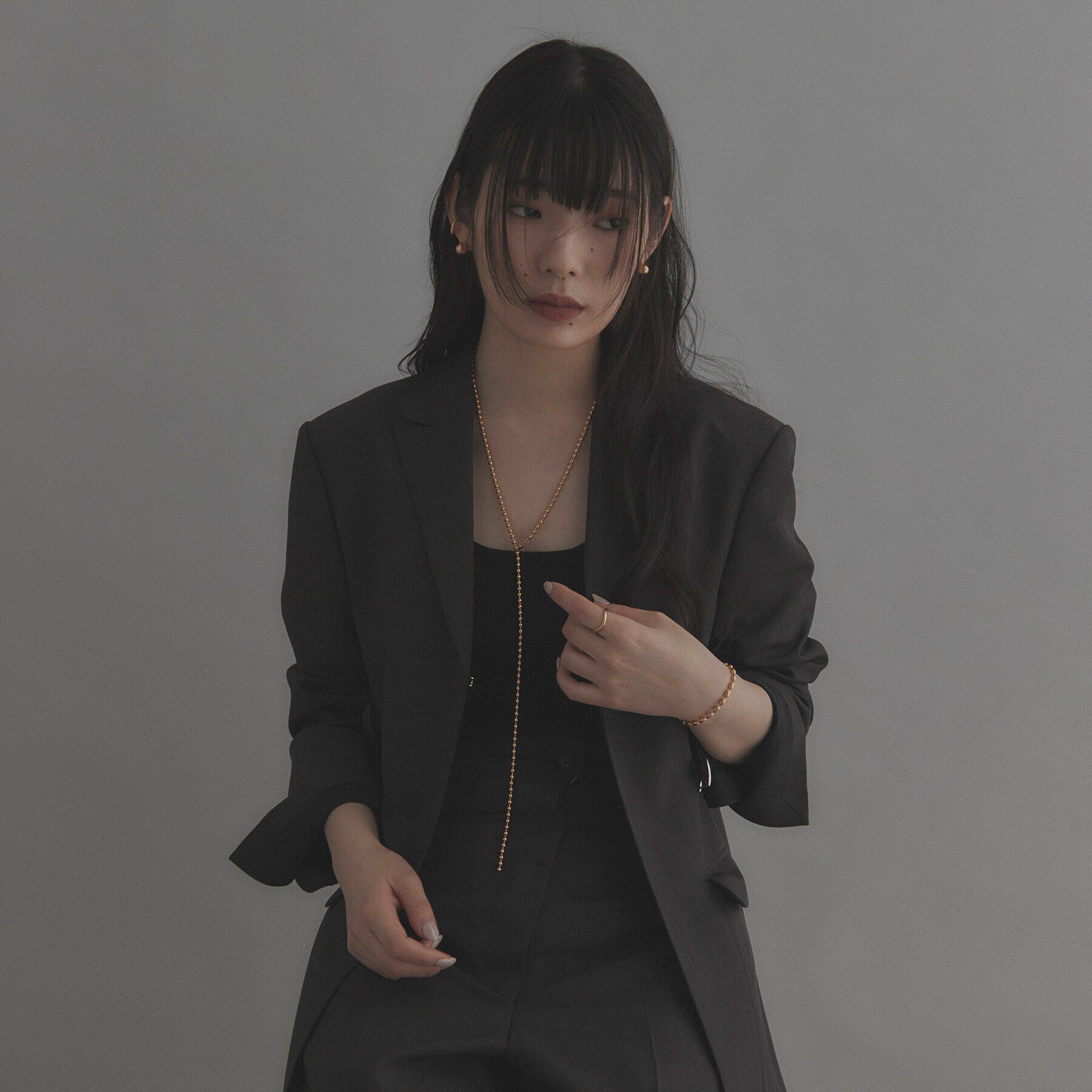 COCOSHNIK ONKITSCH「シルバー ボールチェーン ラリエット ネックレス GP」|ネックレス|