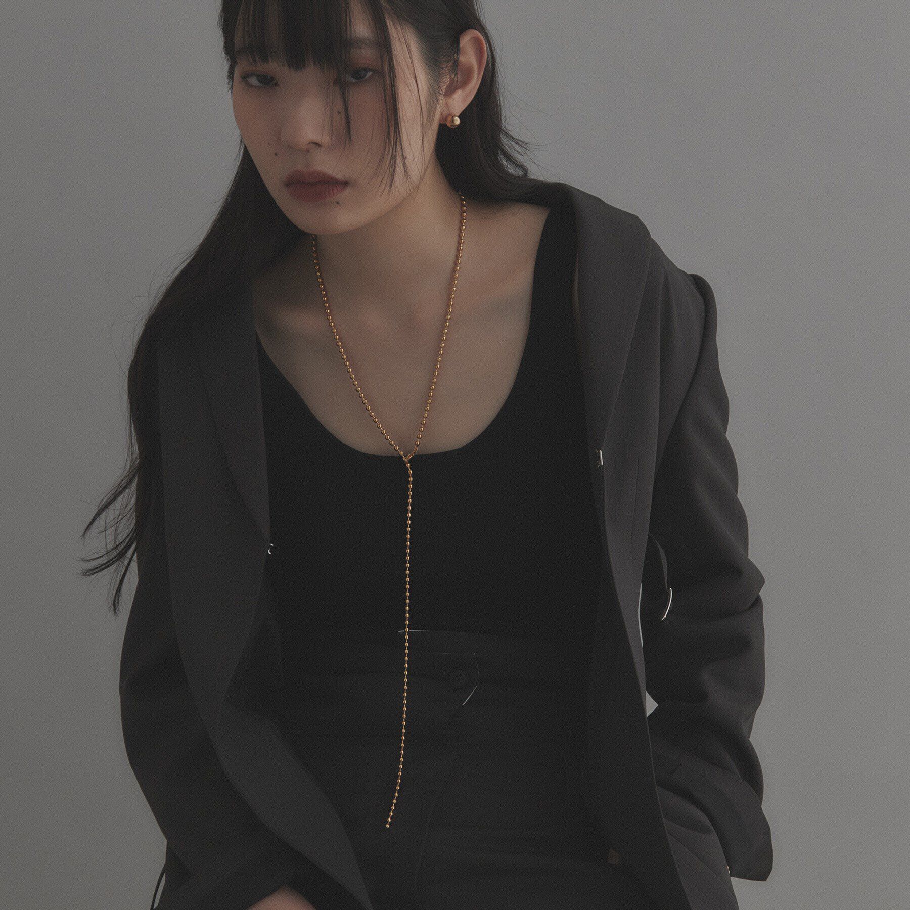 COCOSHNIK ONKITSCH「シルバー ボールチェーン ラリエット ネックレス GP」|ネックレス|