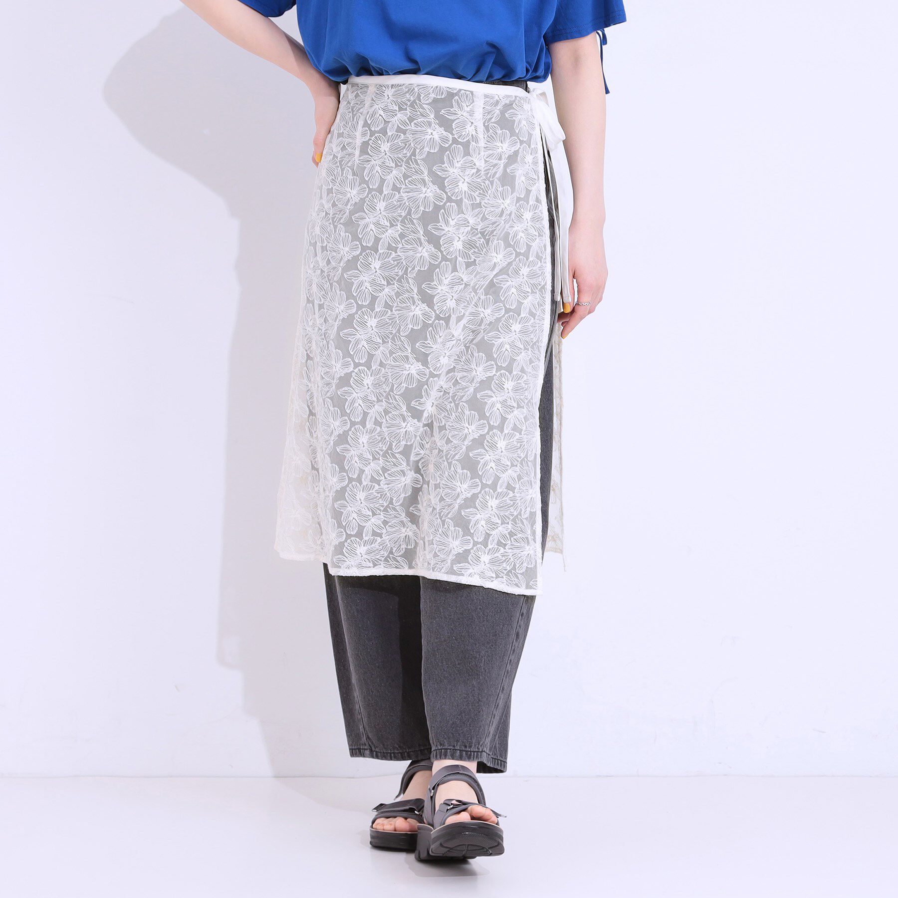 SHOO･LA･RUE「【洗える】チュール刺繍ラップスカート」|スカート|