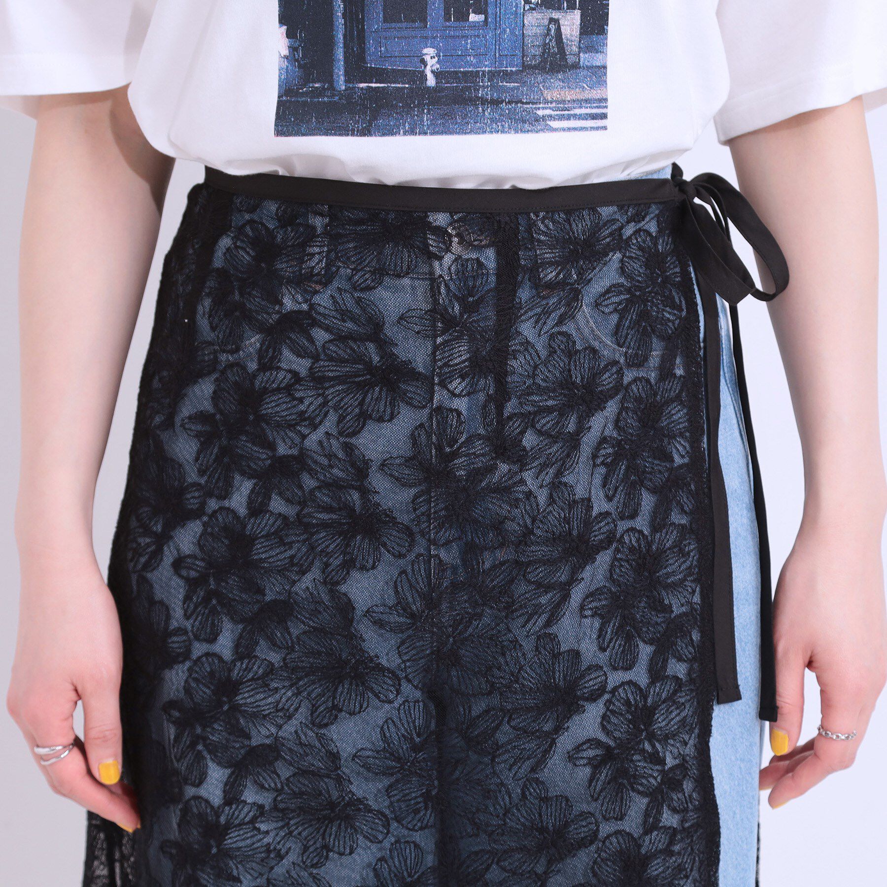 SHOO･LA･RUE「【洗える】チュール刺繍ラップスカート」|スカート|