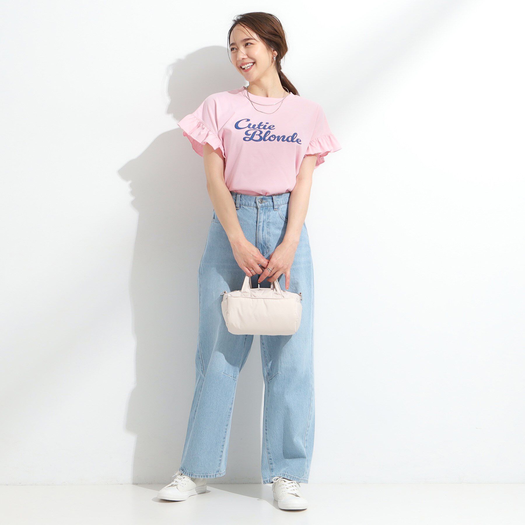 SHOO･LA･RUE「【S-LL/汗ジミ軽減/ひんやり/UVカット】フリルTシャツ」|Tシャツ・カットソー|