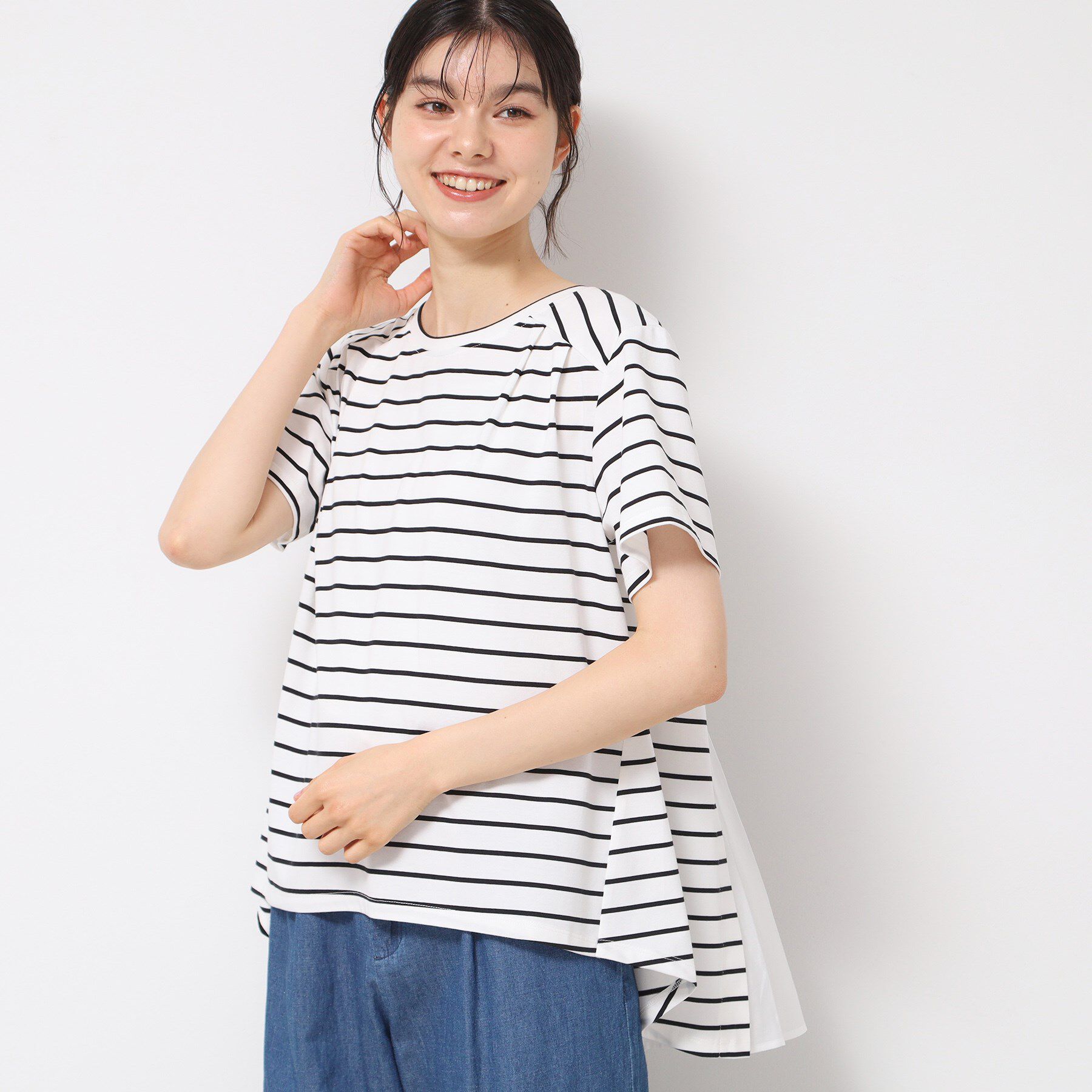 Dessin「【洗える】バックプリーツデザインカットソー」|Tシャツ・カットソー|ブラック(319)