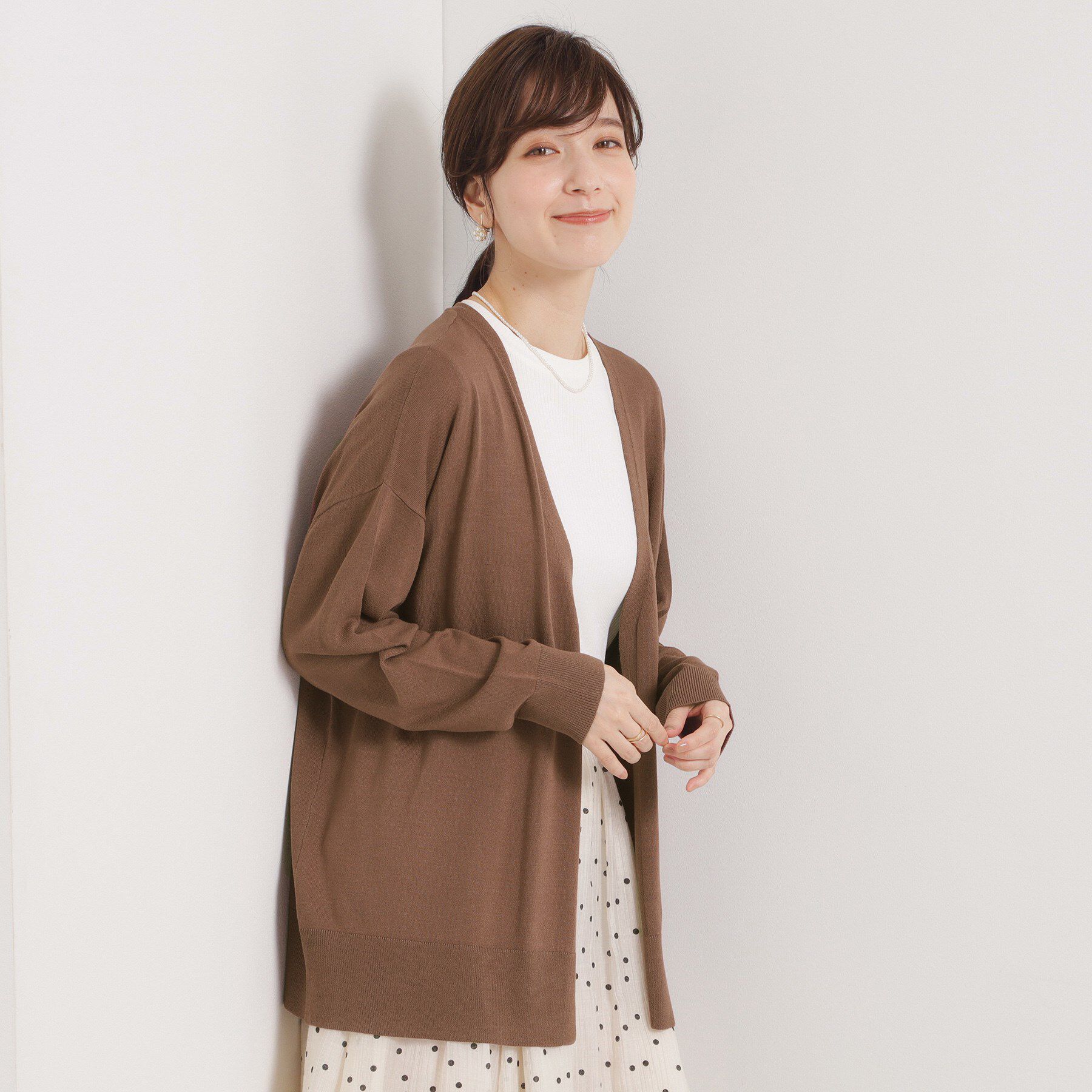 ITS&rsquo;DEMO「【手洗い可／アンチピリング】着流しカーディガン」|カーディガン|モカブラウン(042
