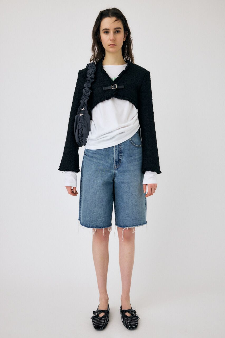 MOUSSY「BELTED TWEED ボレロ」|その他|BLK