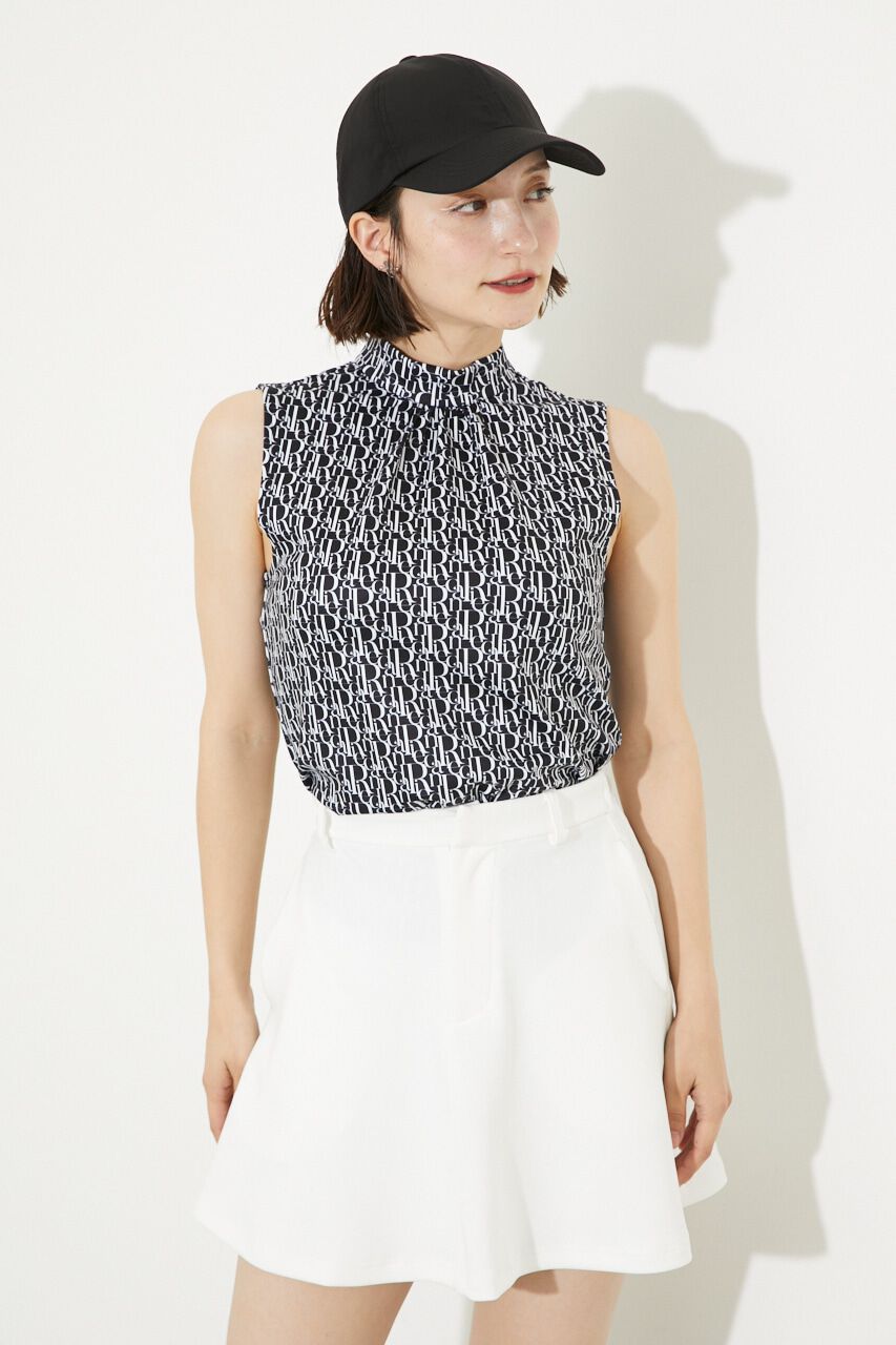 rienda「ALL OVERノースリーブモックネック」|シャツ・ブラウス|BLK