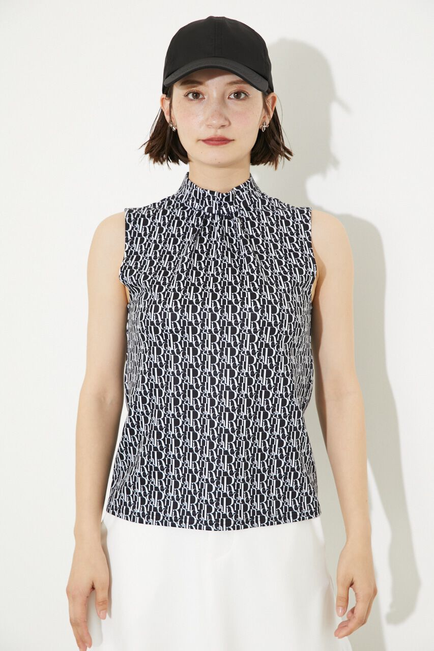 rienda「ALL OVERノースリーブモックネック」|シャツ・ブラウス|