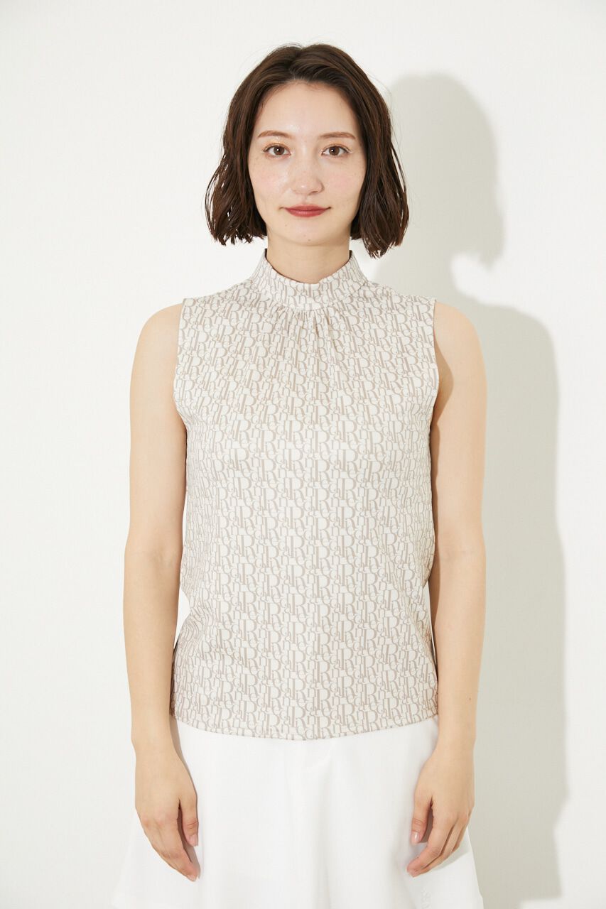 rienda「ALL OVERノースリーブモックネック」|シャツ・ブラウス|