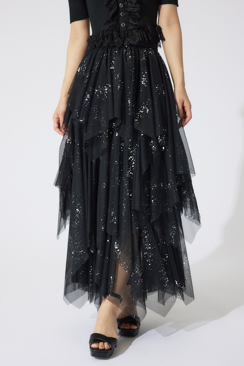 rienda「ニュアンスランダムチュールジャストウエストスカート」|スカート|