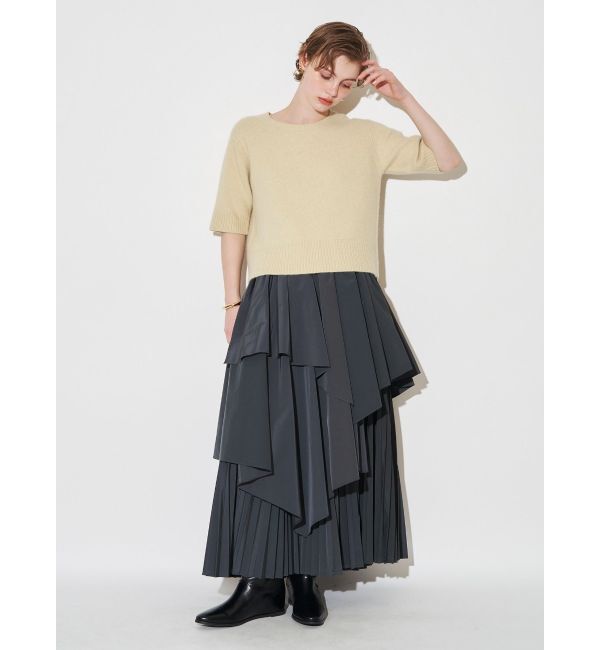 ELENDEEK「ASYMMETRY PLEAT MIX SK」|スカート|