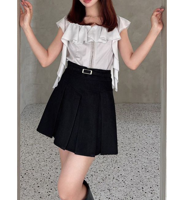 RESEXXY「コルセットラッフルブラウス」|シャツ・ブラウス|グレー