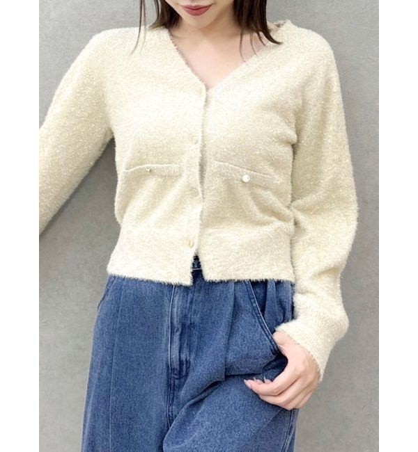 dazzlin「ラメカーデトップス」|カーディガン|ベージュ