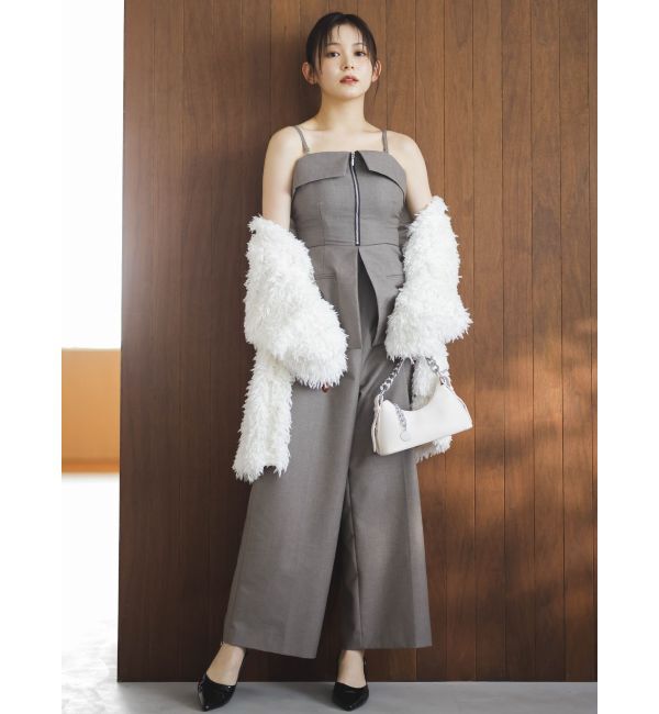 dazzlin「フロントジップペプラムオールインワン」|ワンピース|