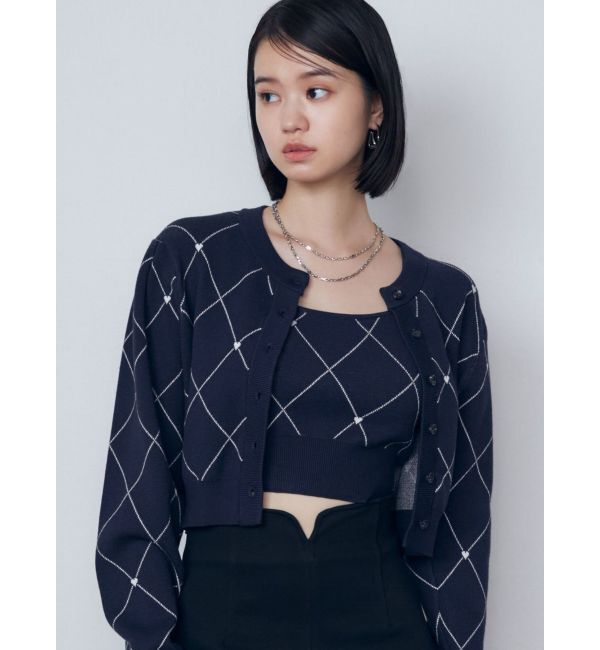 EMODA「ジャガードツインニット」|ニット・セーター|ネイビー