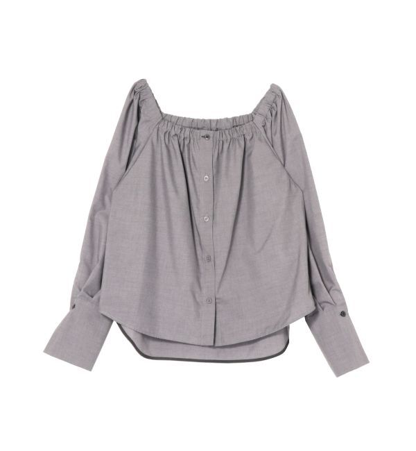 LAGUNAMOON「オフショルダー裾バイカラーブラウス」|シャツ・ブラウス|グレー