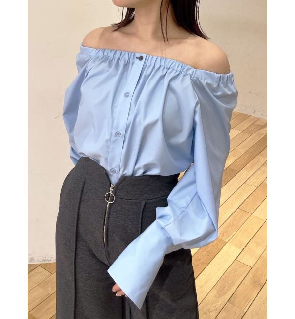 LAGUNAMOON「オフショルダー裾バイカラーブラウス」|シャツ・ブラウス|ブルー