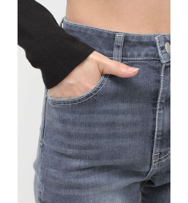 EVRIS「サイドビジューフレアデニムパンツ」|デニム|