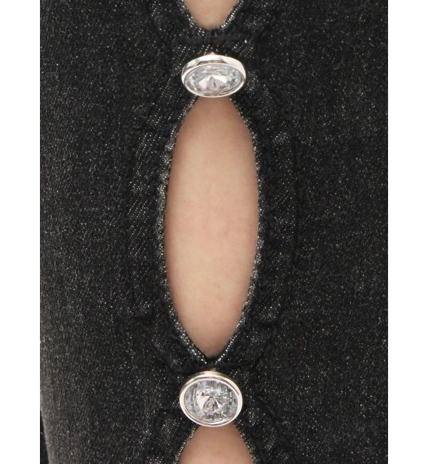 EVRIS「サイドビジューフレアデニムパンツ」|デニム|