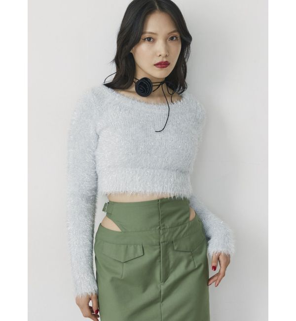 jouetie「ラメショートニット」|ニット・セーター|グレー
