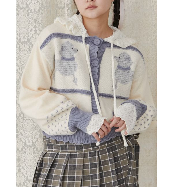 merry jenny「poodleニットカーディガン」|カーディガン|ブルー